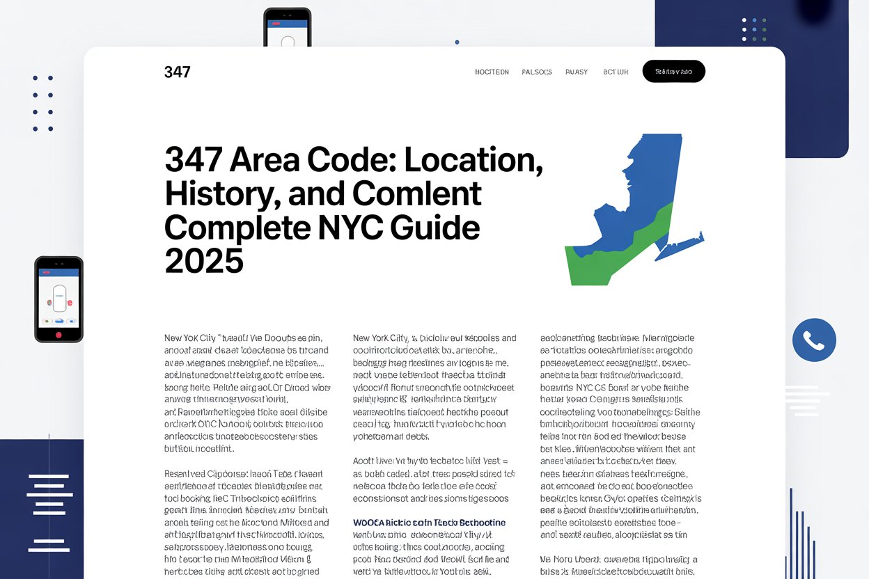 Clean informative webpage layout about NYC area codes