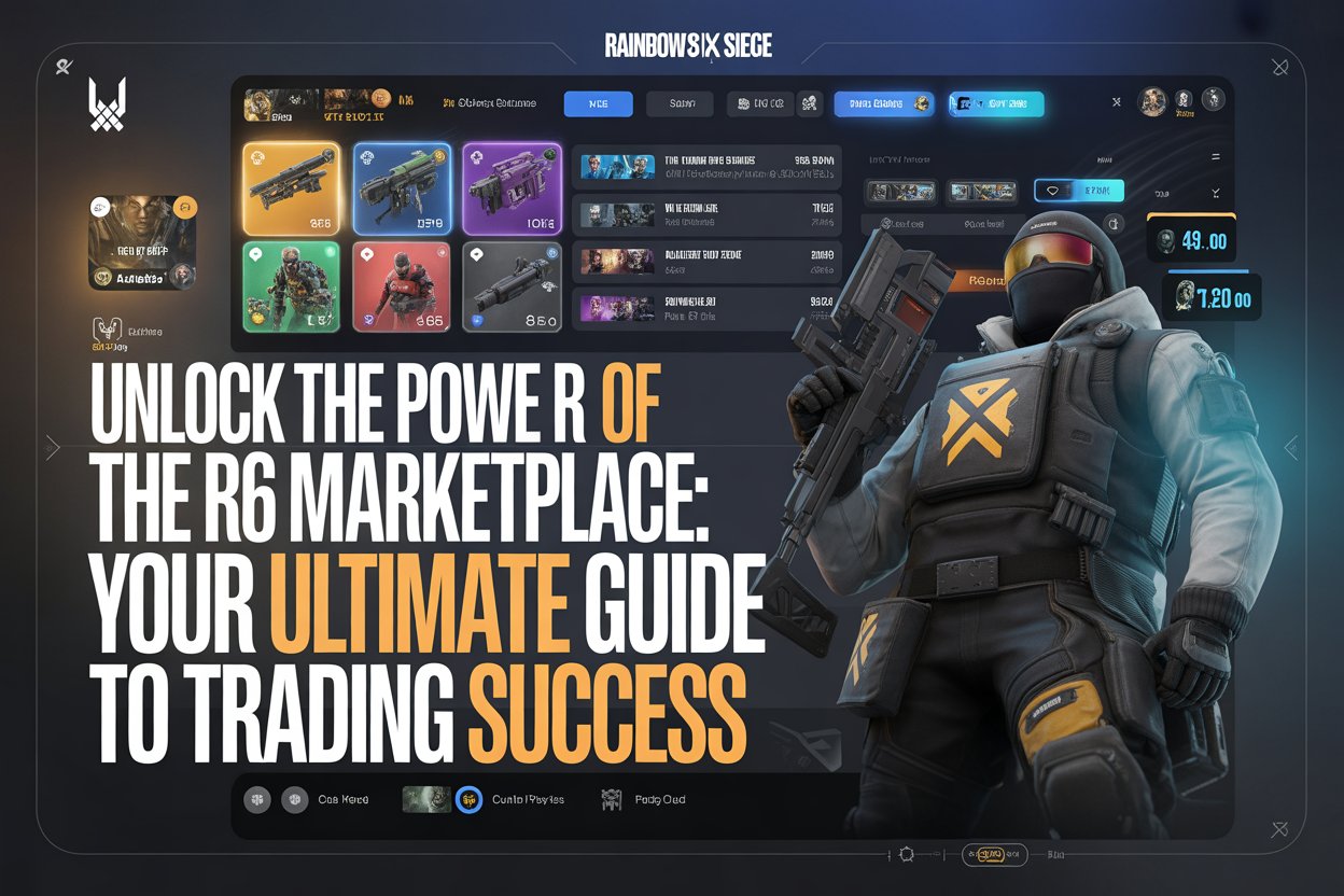 R6 Marketplace sleek digital interface in a neon gaming look