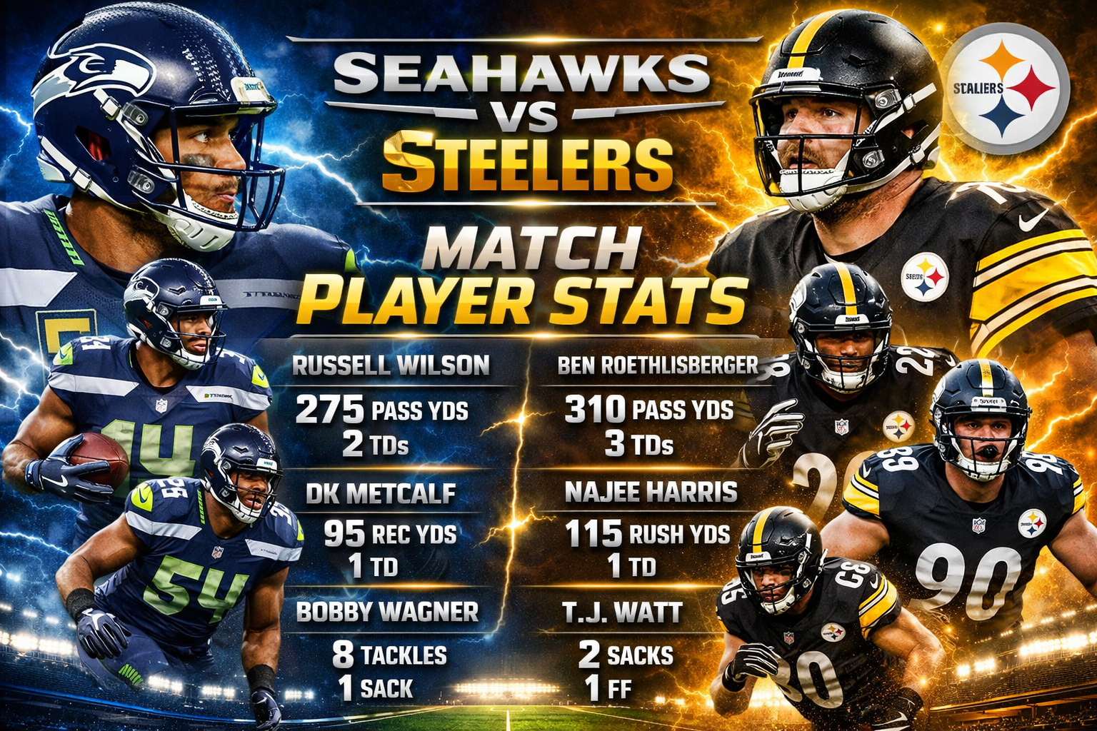 Seahawks vs Pittsburgh Steelers Match Player Stats