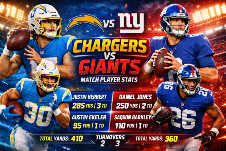 Los Angeles Chargers vs New York Giants Match Player Stats