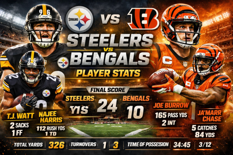 Pittsburgh Steelers vs Bengals Match Player Stats