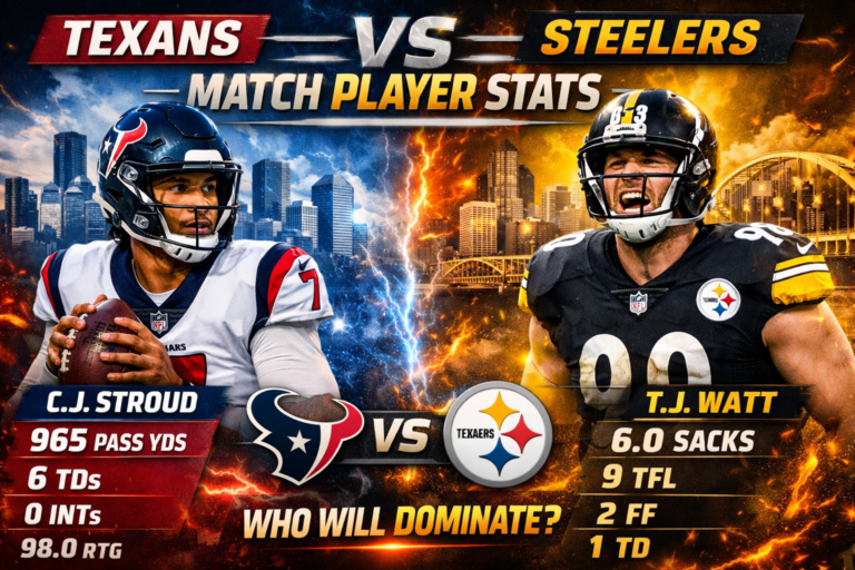 Texans vs Pittsburgh Steelers Match Player Stats