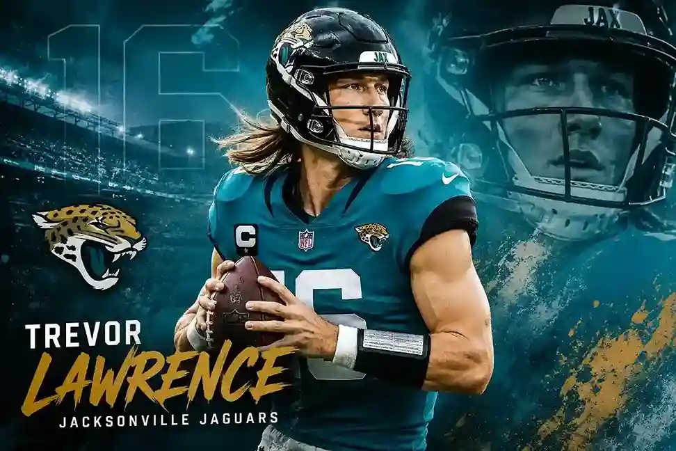 Trevor Lawrence playing quarterback for the Jacksonville Jaguars